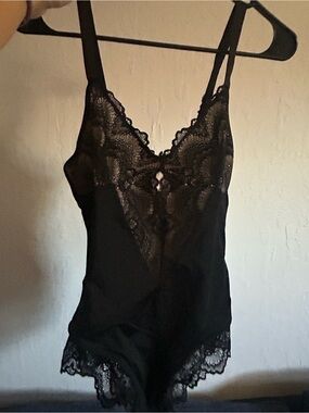 Black Lace Trim Bodysuit - Women Intimates